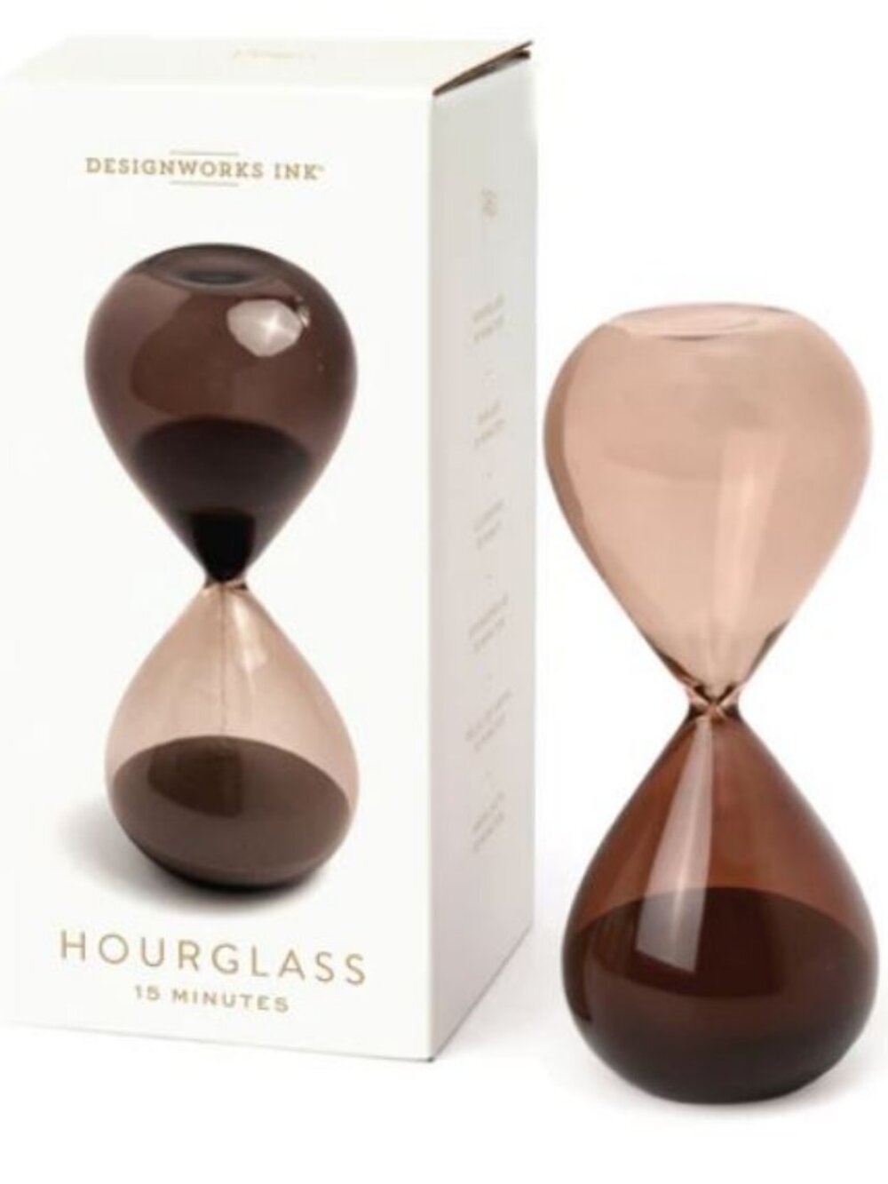 Hourglass ⏳ Smokey Quartz Ombre Glass Taupe Sand 15 Minute Timer 6.6" Tall NEW